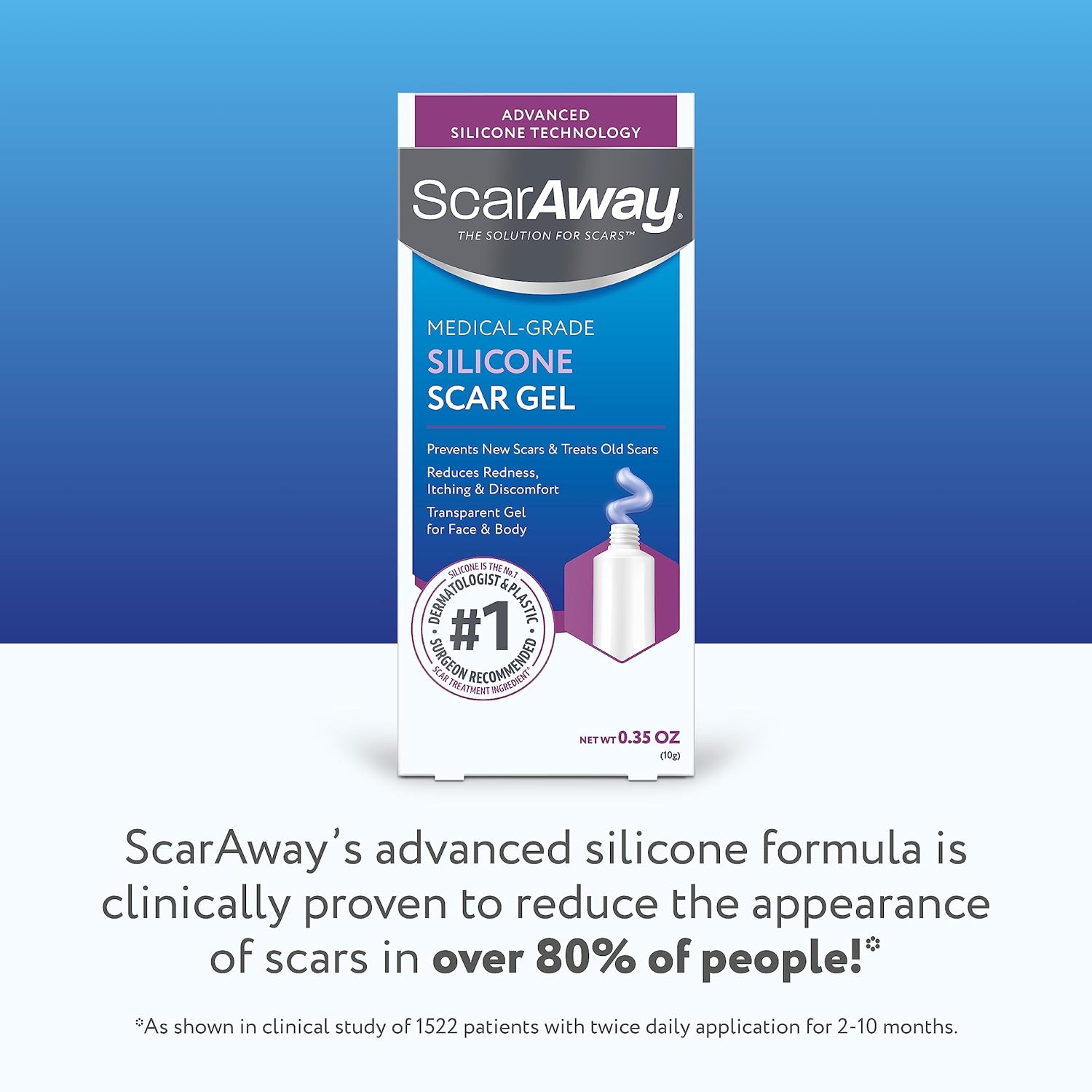 ScarAway Gel de silicona para cicatrices, ayuda a mejorar el tamaño, el color y la textura de las cicatrices hipertróficas y queloides de lesiones,