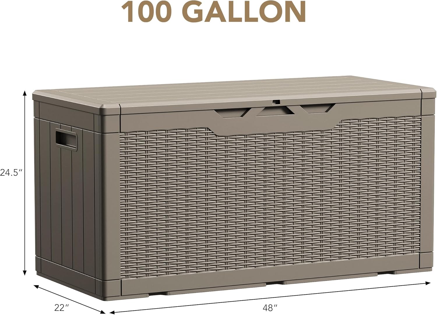 Devoko Caja grande de resina impermeable de 100 galones para interiores y exteriores, contenedor de almacenamiento con cerradura para muebles de