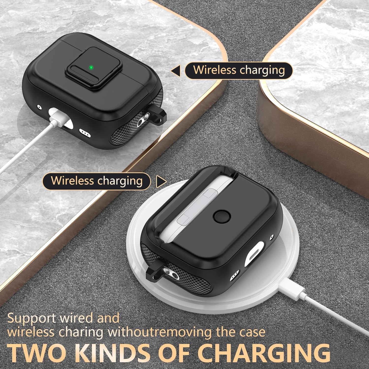 Funda para AirPods Pro de 2 generación con cerradura, lista para MagSafe, compatible con Airpods Pro de 21 generación (20222019), serie de textura