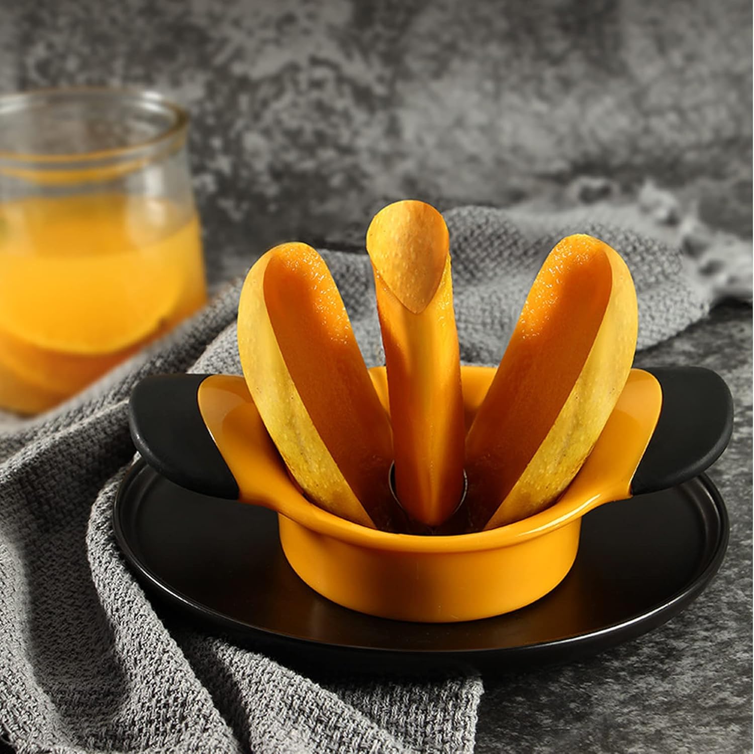 Cortador de mango resistente, pelador y herramienta removedor de hoyos, divisor de mango, cortador de frutas, divisor de mango con mango ergonómico
