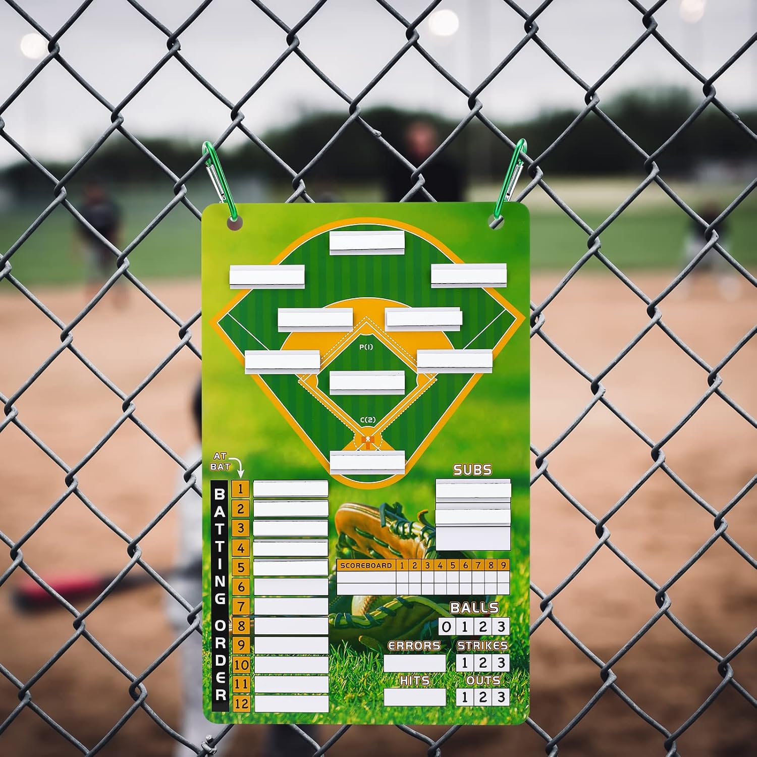 Juego de tablero magnético de béisbol con 100 hojas de alineación de tarjetas, 80 pestañas de alineación, 2 ganchos a presión, 2 marcadores de