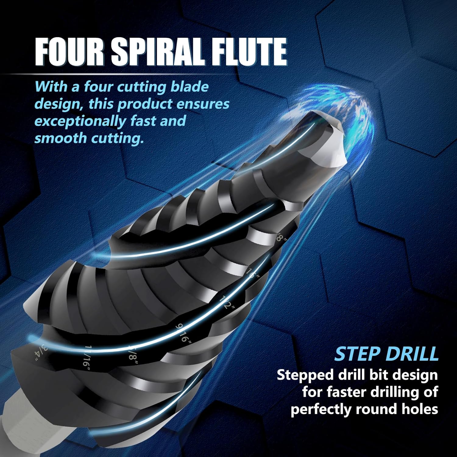 Pro Max – Broca escalonada de cobalto con cuatro flautas en espiral de 14 a 34 pulgadas, lista para impactos, para metal, acero inoxidable,