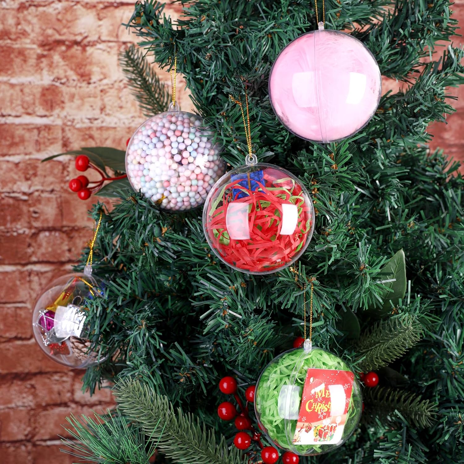 ANVAVO 100 bolas de plástico transparente rellenables de 3.150 in para Navidad, manualidades, adornos transparentes, inastillables, adornos