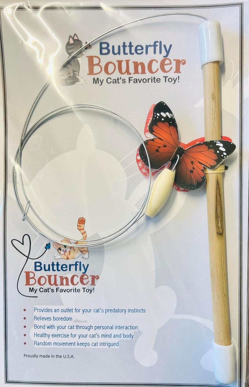 Butterfly Bouncer – Mariposa en alambre rebota para imitar el vuelo de una mariposa real – Juguete interactivo para gatos – Gatosgatitos juegan