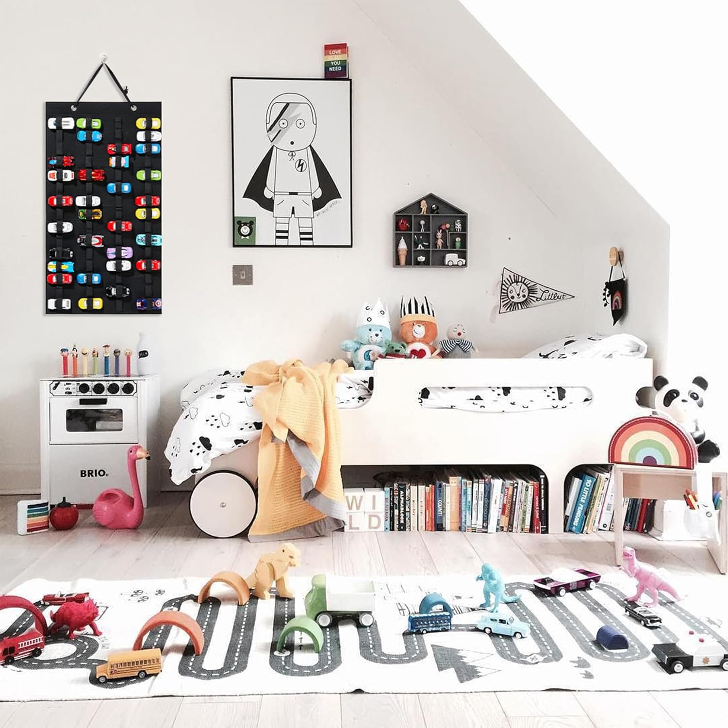 HUHYNN Vitrina compatible con 60 Hot Wheels, organizador colgante para Hot Wheels Matchbox Cars, vitrina de montaje en pared para Hot Wheels se