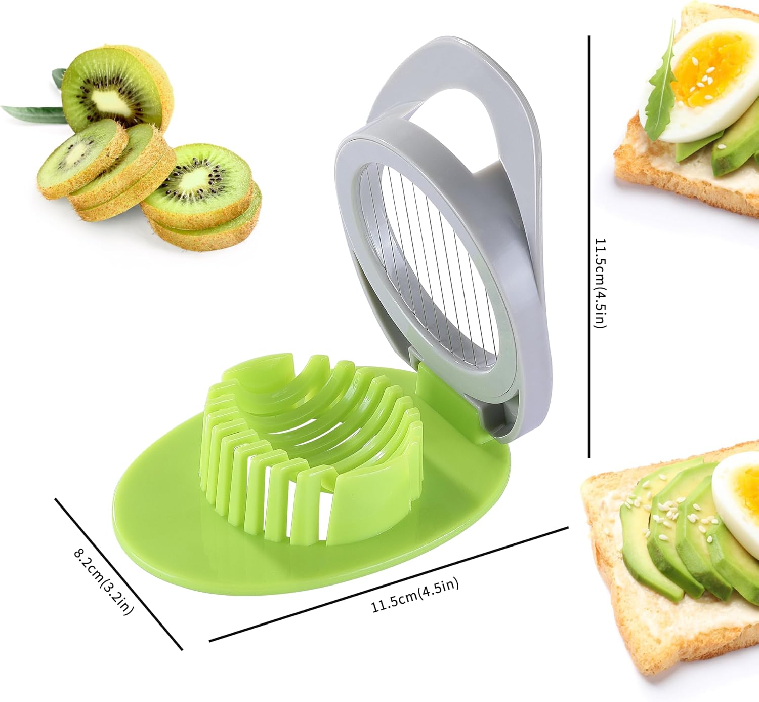 Cortador de huevos para huevos duros, cortador de huevos de alambre de acero inoxidable con elegante cuerpo de plástico duotono, ideal para huevos