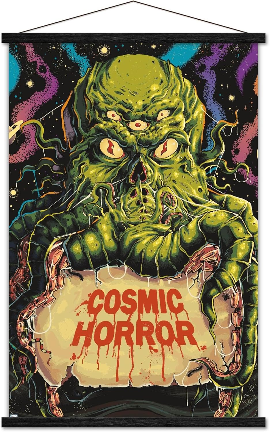 Trends International Cthulhu Monster – Póster de pared clásico de terror con marco magnético