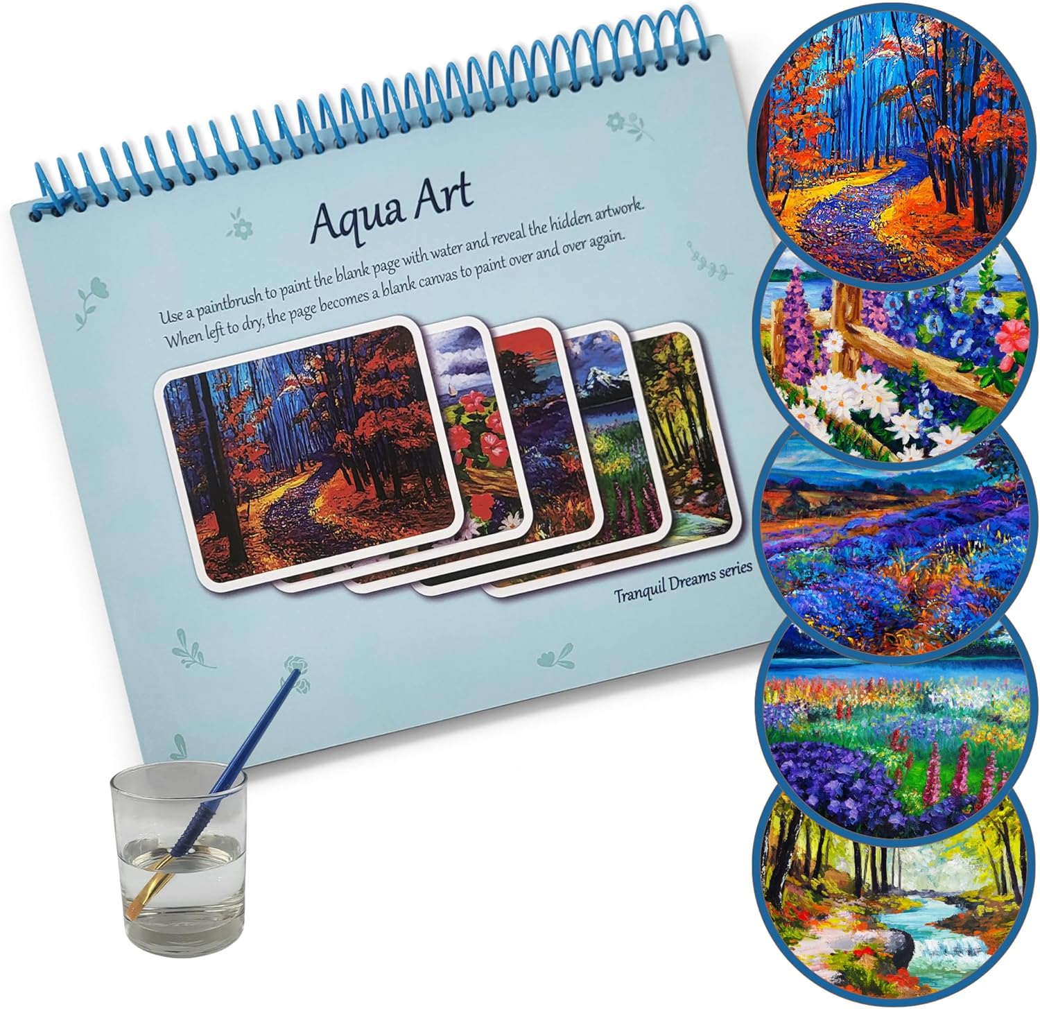 Arte acuático para ancianos, personas mayores, niños, reutilizable, sin ensuciar, organizado en espiral, solo tienes que añadir agua, edición