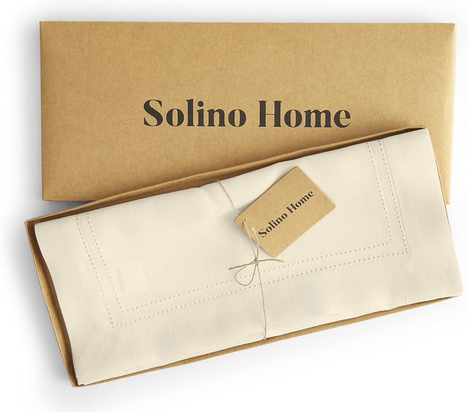 Solino Home Camino de mesa de lino con doble vainica, color marfil, 14 x 108 pulgadas, camino de mesa de tela de lino 100% puro para primavera,