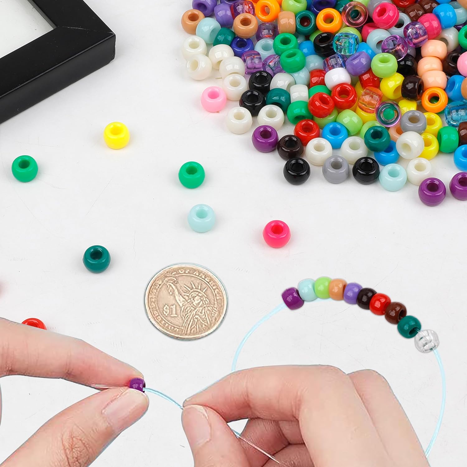5000 cuentas de poni multicolor de plástico perforadas para manualidades, cuentas de pelo arcoíris a granel para pulseras, collares, suministros de