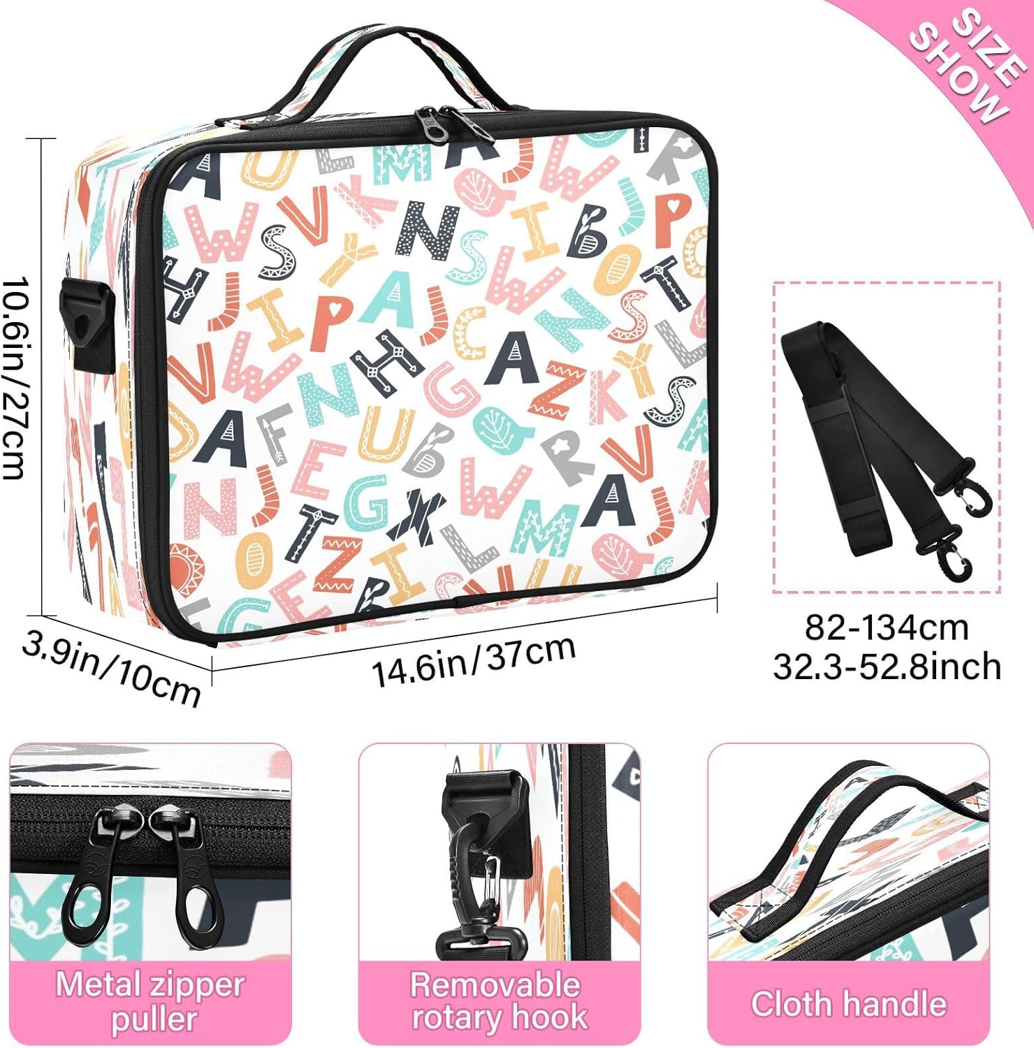 Alfabeto de estilo escandinavo maquillaje de viaje cosmético bolsa de maquillaje bolsa de maquillaje de viaje bolsas de maquillaje para mujeres