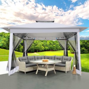 COBIZI Gazebo de 12 x 12 pies para exteriores, con mosquitera, toldo para patio trasero, con parte superior ventilada de 2 niveles, 3 alturas COBIZI Gazebo de 12 x 12 pies para exteriores, con mosquitera, toldo para patio trasero, con parte superior ventilada de 2 niveles, 3 alturas