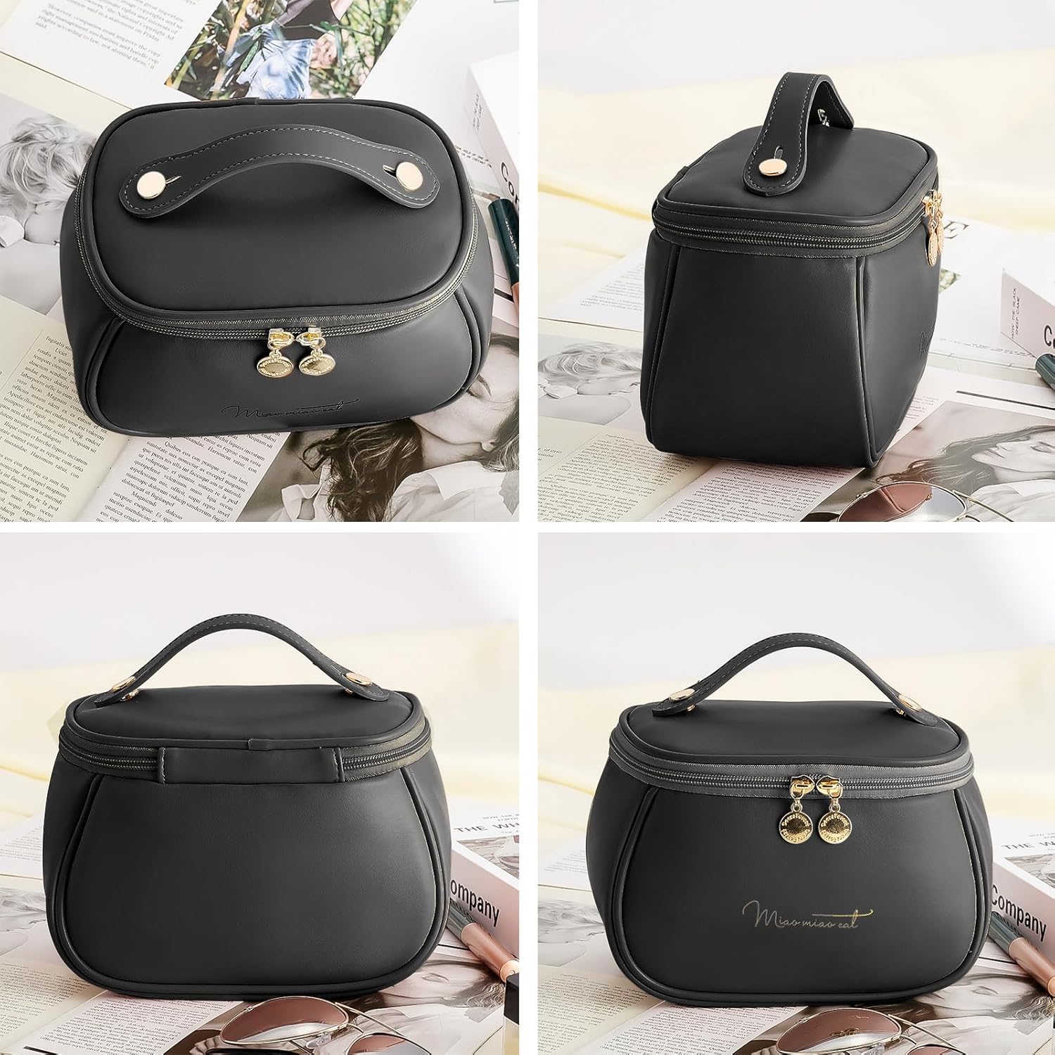 BLUEFATTY Bolsas de cosméticos para mujer, bolsa de maquillaje de viaje de gran capacidad, organizador de maquillaje e, Negro -, Moda Small