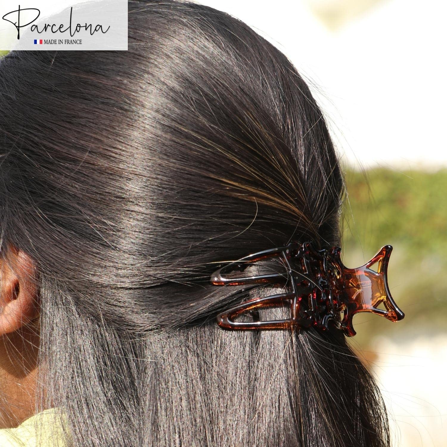 Parcelona Pequeña diapositiva francesa de celuloide intrincada en la pinza lateral del pelo del deslizador para el pelo fino