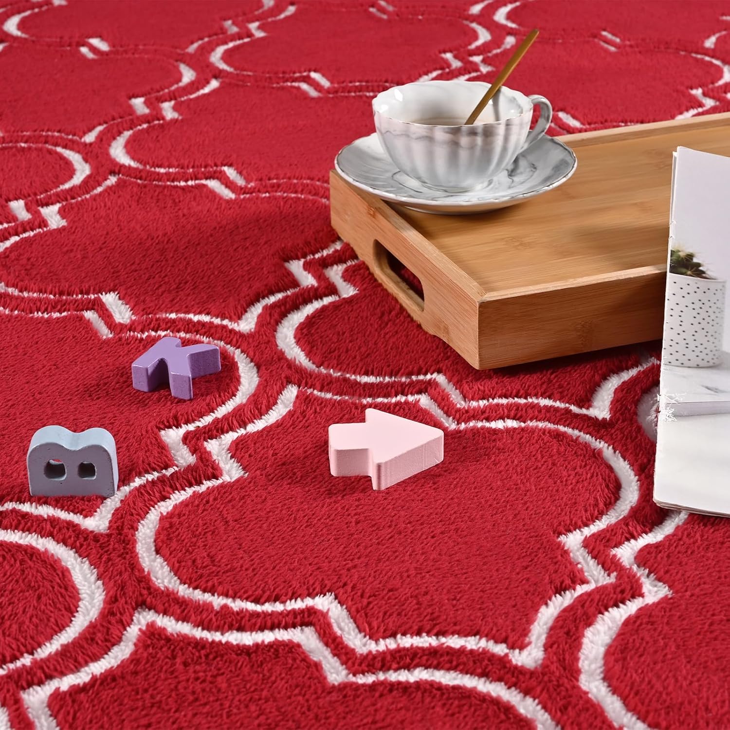 Amearea Alfombra esponjosa de enrejado para interiores, alfombras marroquíes suaves para el hogar, alfombra lanuda y moderna para sala de estar,