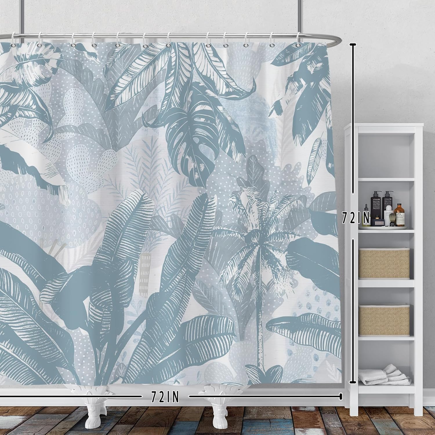 Baocicoo – Cortina de ducha con hojas de palmera, hojas de plátano, tropical, bohemio, abstracta, para decoración de baño familiar, impermeable,