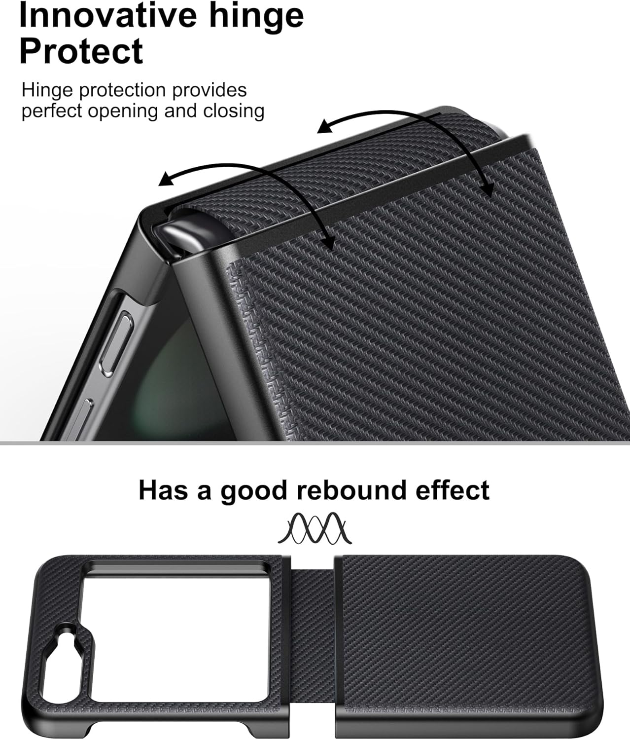 Eastcoo Funda para Samsung Galaxy Z Flip 5 con protección de bisagra, ajuste delgado, ligero, a prueba de golpes, Galaxy Z Flip 5, color negro