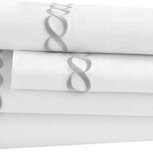 Kassatex Catena Bedding Collection – Sábana encimera tamaño King, color plateado Kassatex Catena Bedding Collection – Sábana encimera tamaño King, color plateado