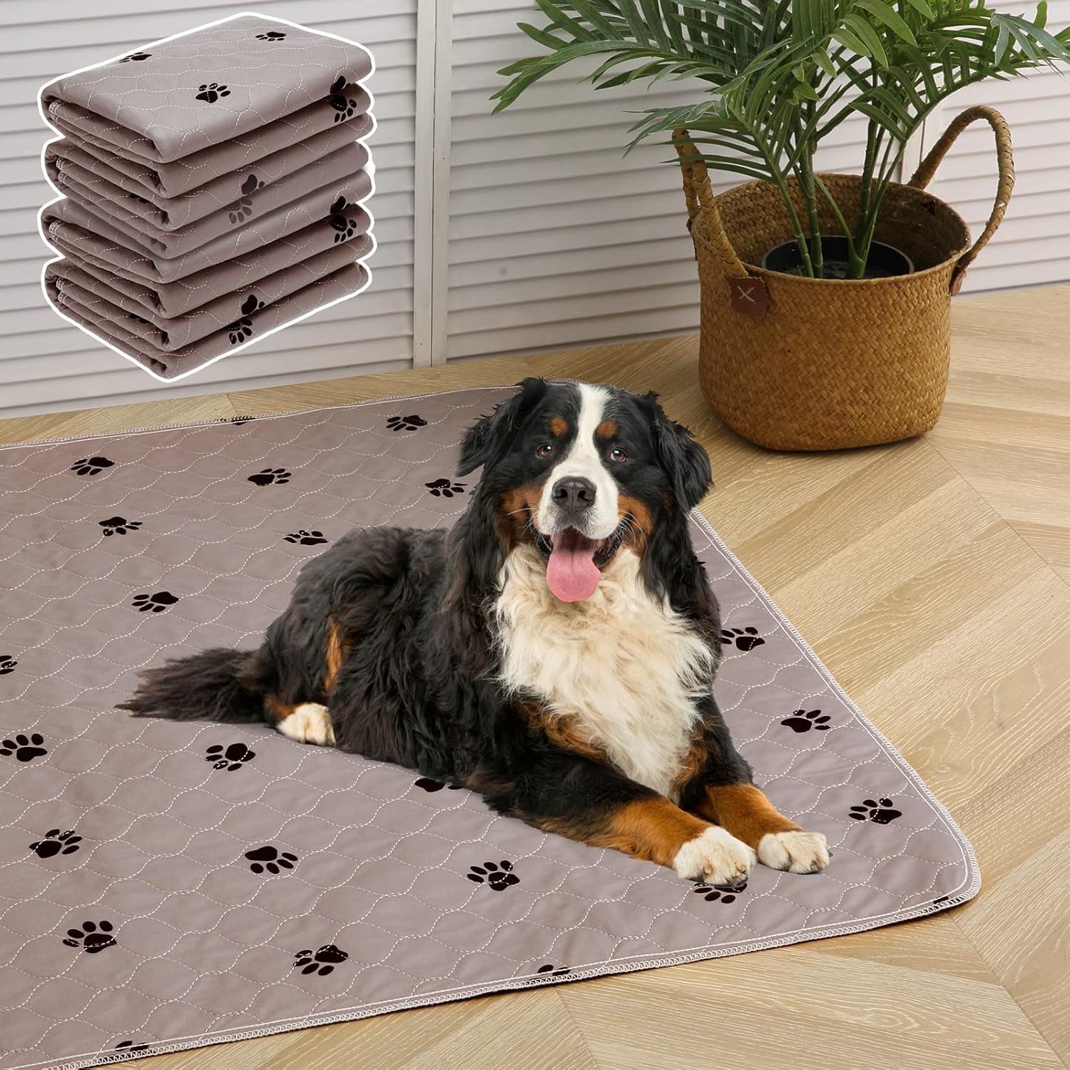 PUPTECK Almohadillas lavables para orina para perros, paquete de 4 unidades, impermeables, reutilizables, almohadillas de entrenamiento para