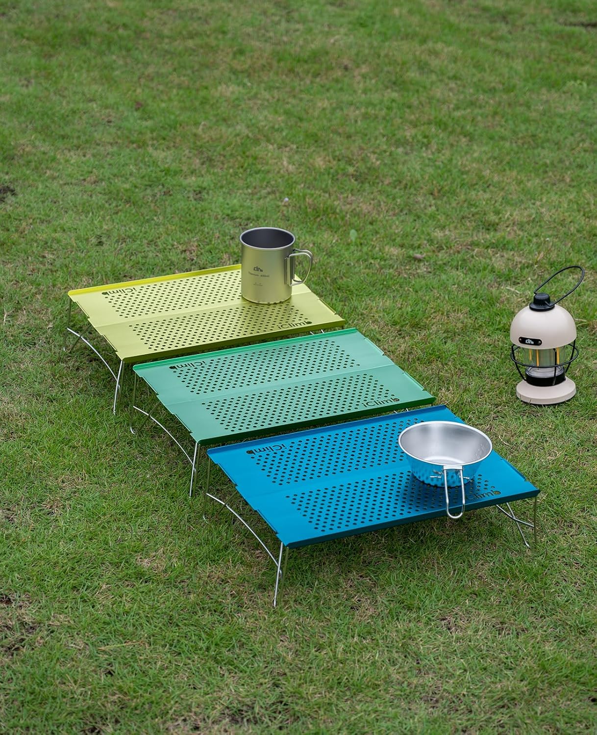 iClimb Mini mesa plegable individual ultraligera y compacta para mochileros, camping, senderismo, playa, picnic (verde – S)