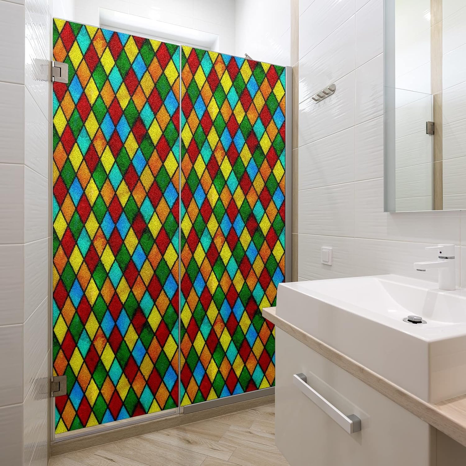 Película de privacidad para ventana de vidrio arcoíris, película de vidrio para ventana, privacidad para ventana, sala de estar, baño, 24 x 36
