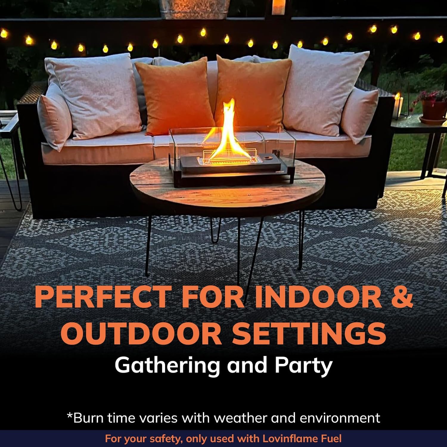 LOVINFLAME Chimenea de mesa de montaña para interiores y exteriores, chimenea de mesa resistente al viento para decoración de balcón y patio,