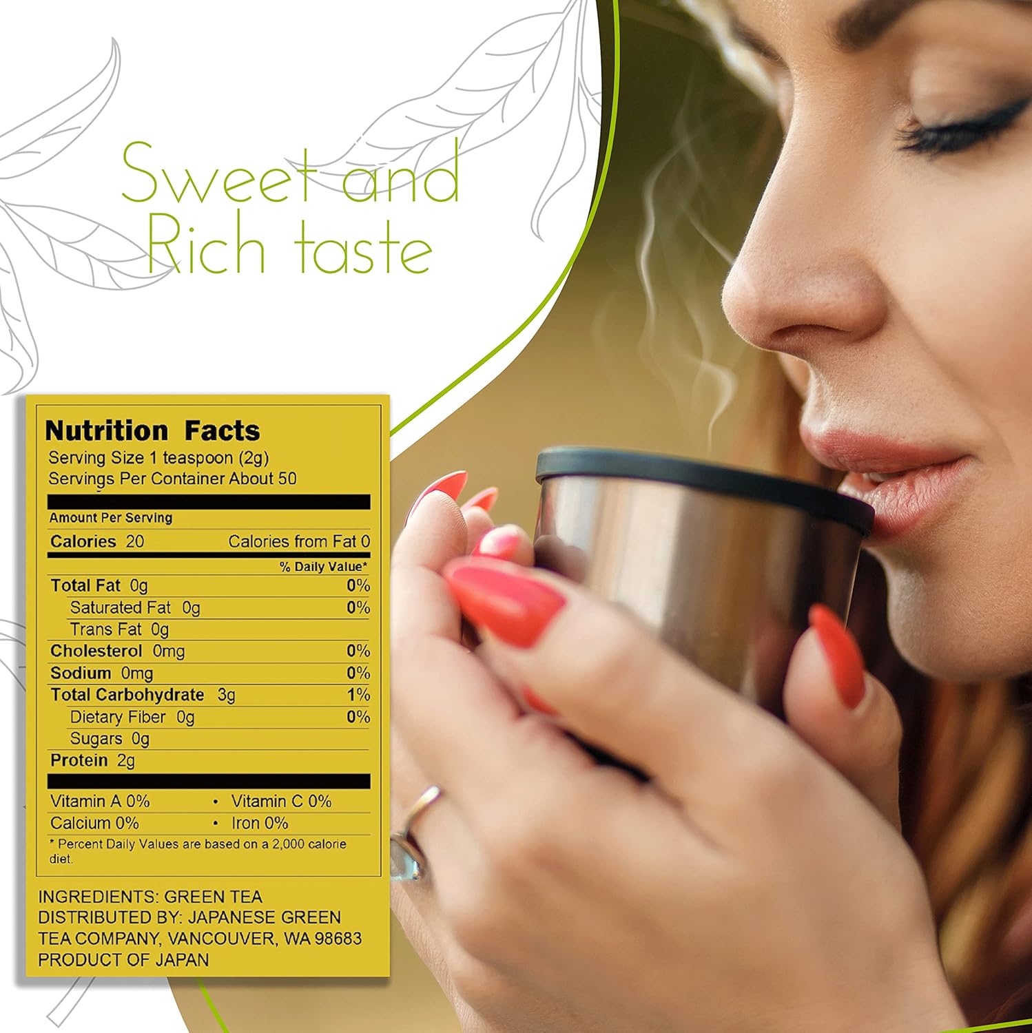 Nozomi Té verde japonés de hojas sueltas (3.5 onzas)  Vegano de origen único rico en antioxidantes Kabuse Sencha Té verde orgánico