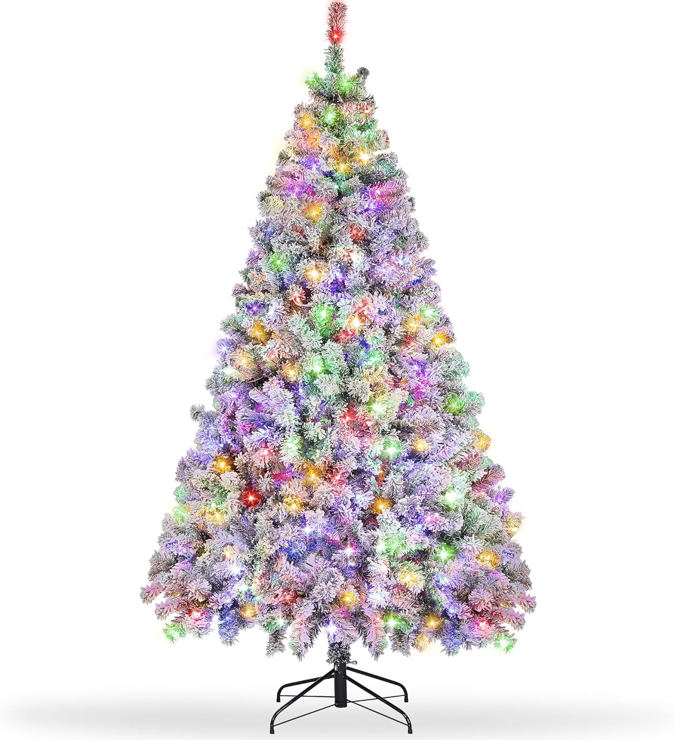 Árbol de Navidad preiluminado de 6 pies, árboles de Navidad artificiales con 250 luces multicolor y blancas cálidas, árbol de pino de Navidad para