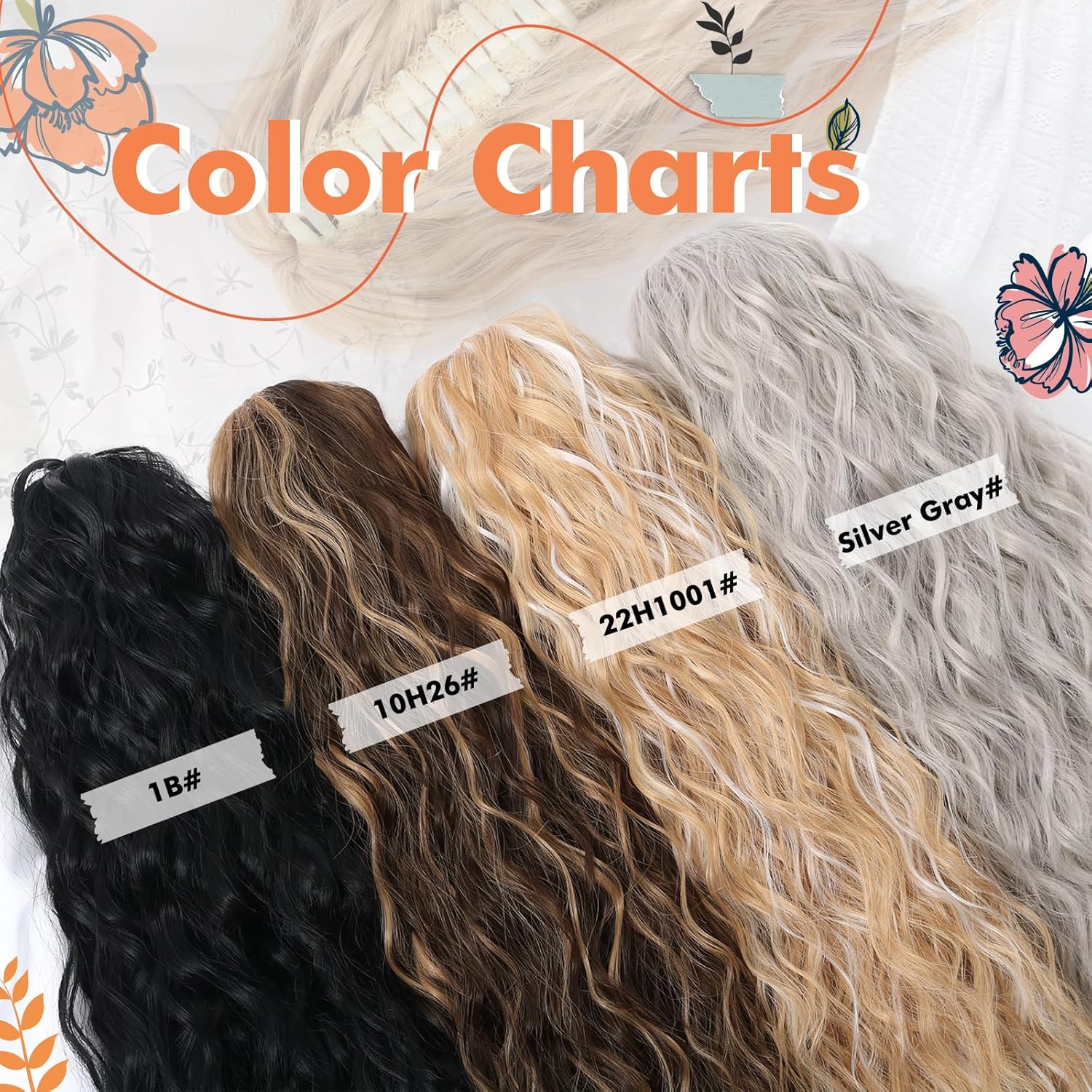 Matthia Extensión de cola de caballo con clip de garra de 18 pulgadas para mujer, extensiones de cola de caballo rizadas y onduladas, extensiones de