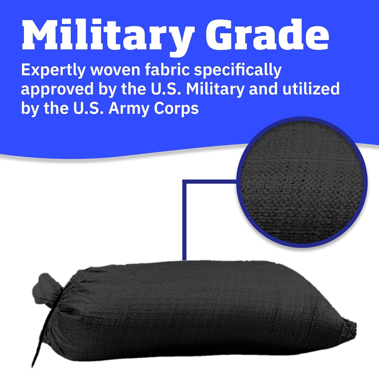 DURASACK Bolsas de arena resistentes con cuerdas de amarre, bolsas de arena de polipropileno tejidas vacías para control de inundaciones con 1600