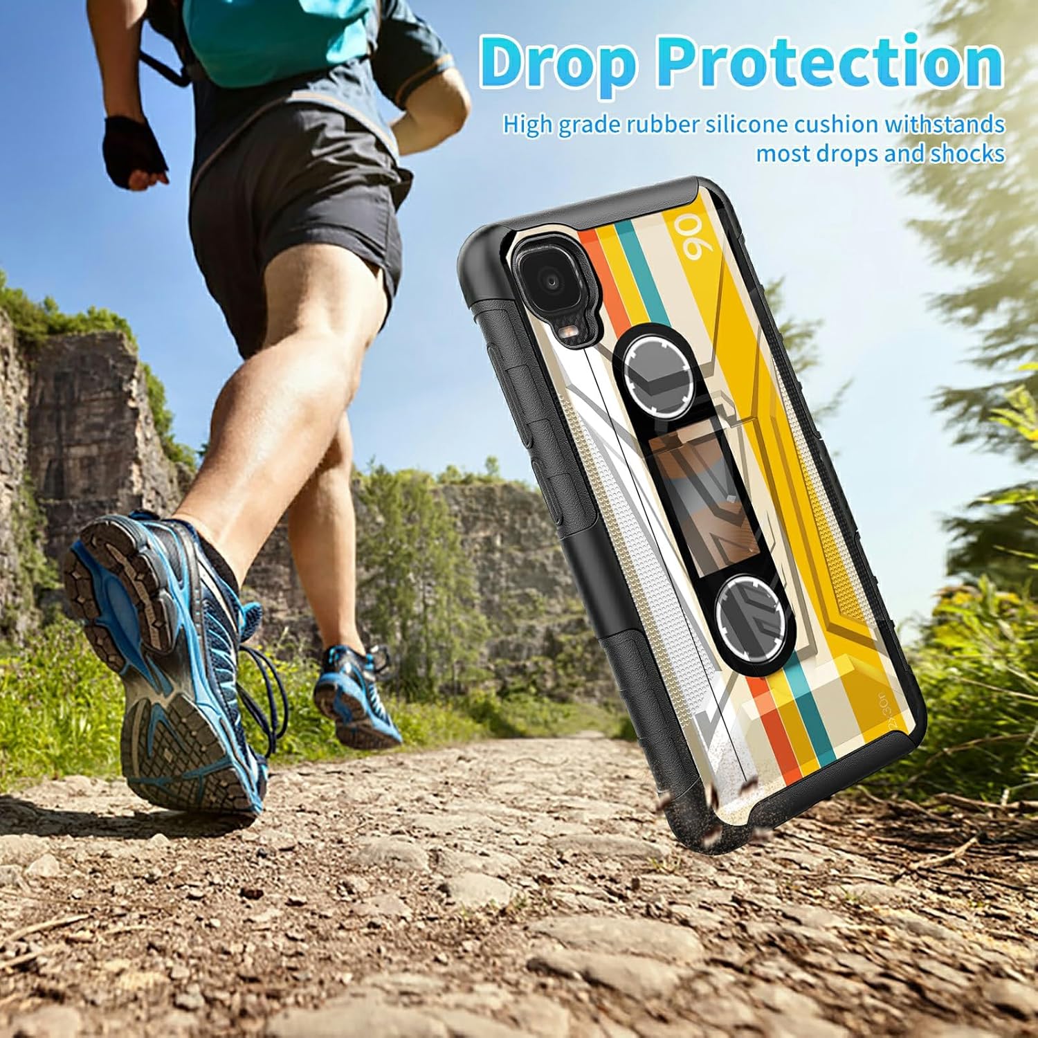 Funda para Alcatel TCL A3 A509DL con protector de pantalla de vidrio templado resistente de doble capa con soporte incorporado resistente a prueba