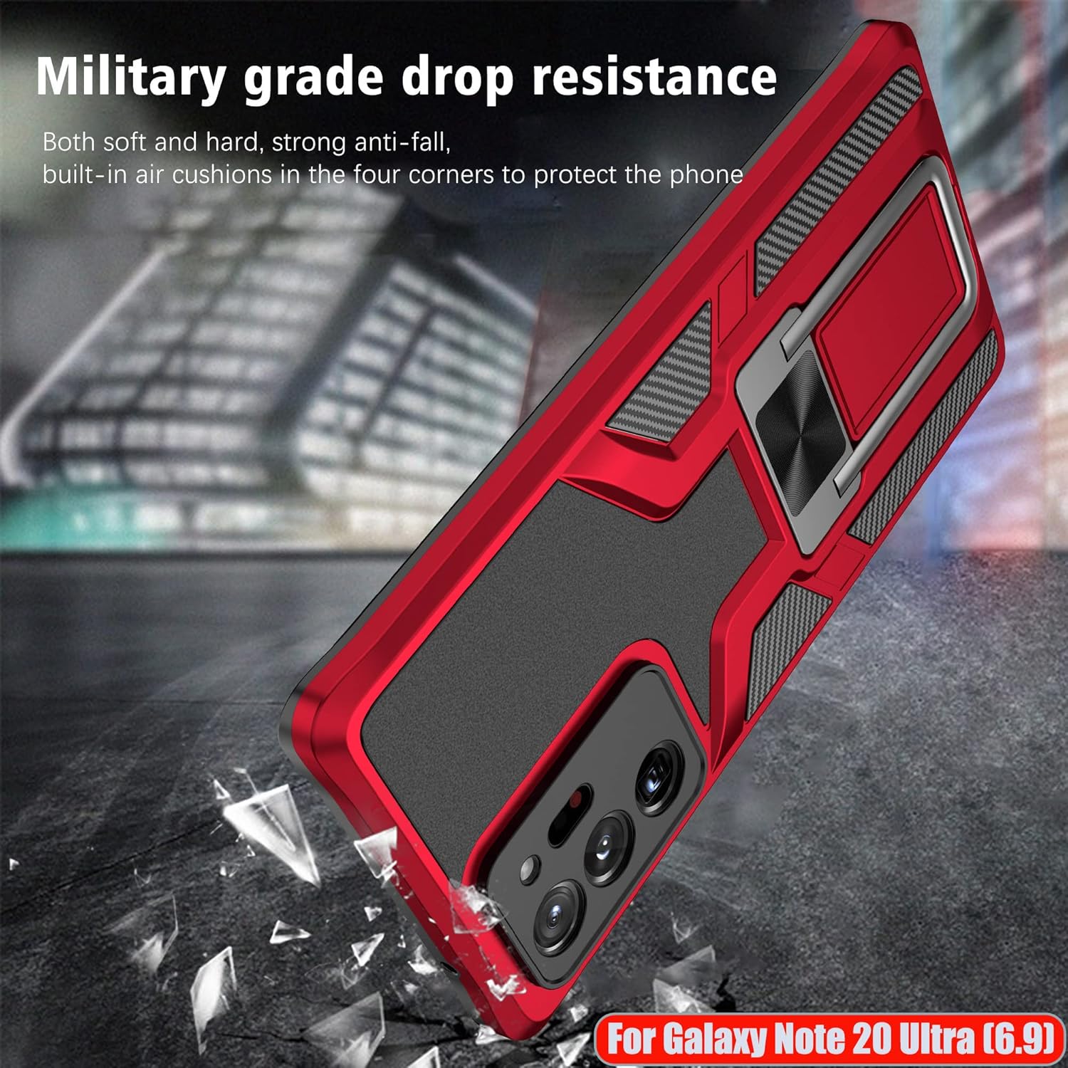 LMDAMZ Funda compatible con Samsung Galaxy Note 20 ultra resistente, grado militar, a prueba de golpes, doble protección (TPU+PC), funda magnética