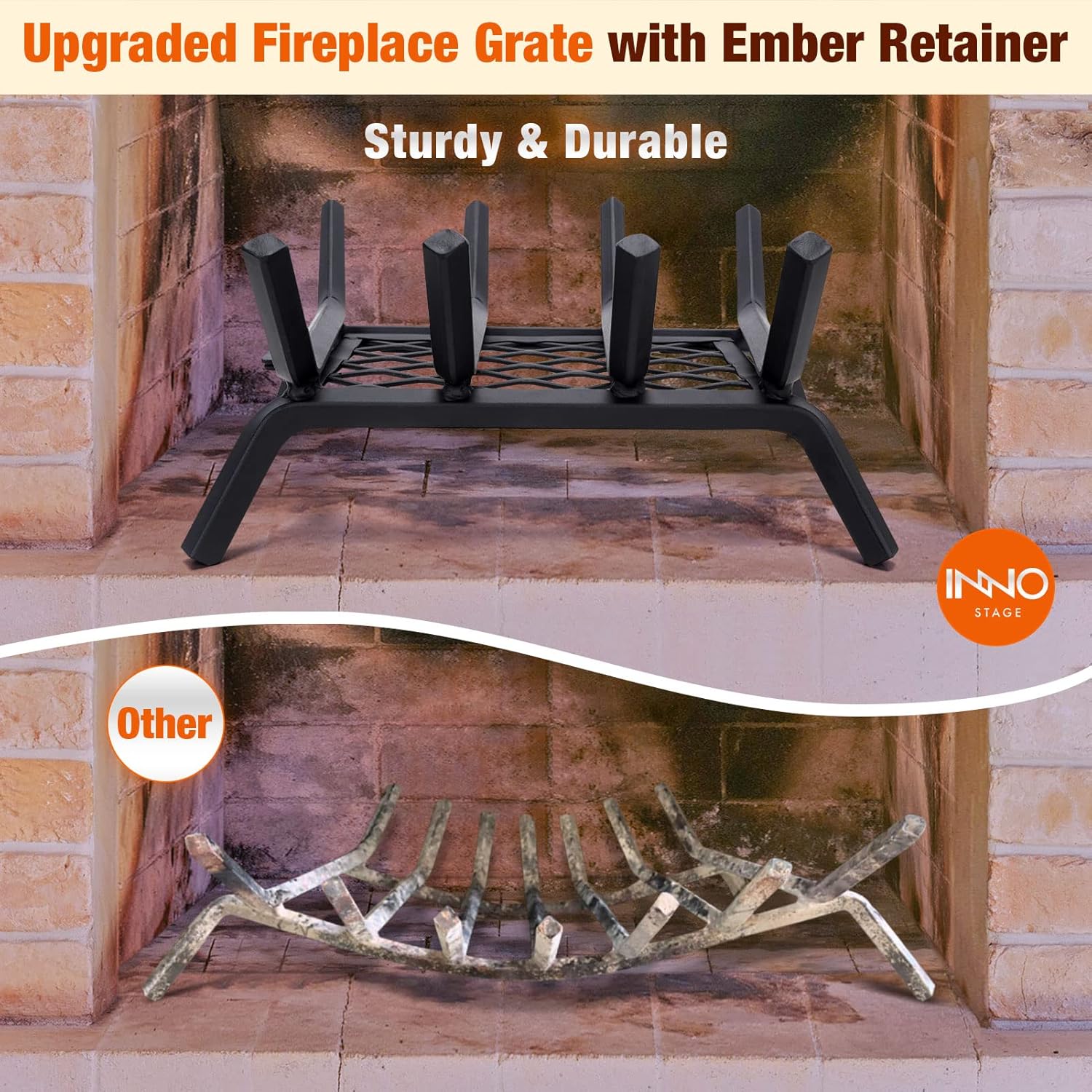 Fireback de 22″ para chimenea, rejillas de chimenea de 14 pulgadas