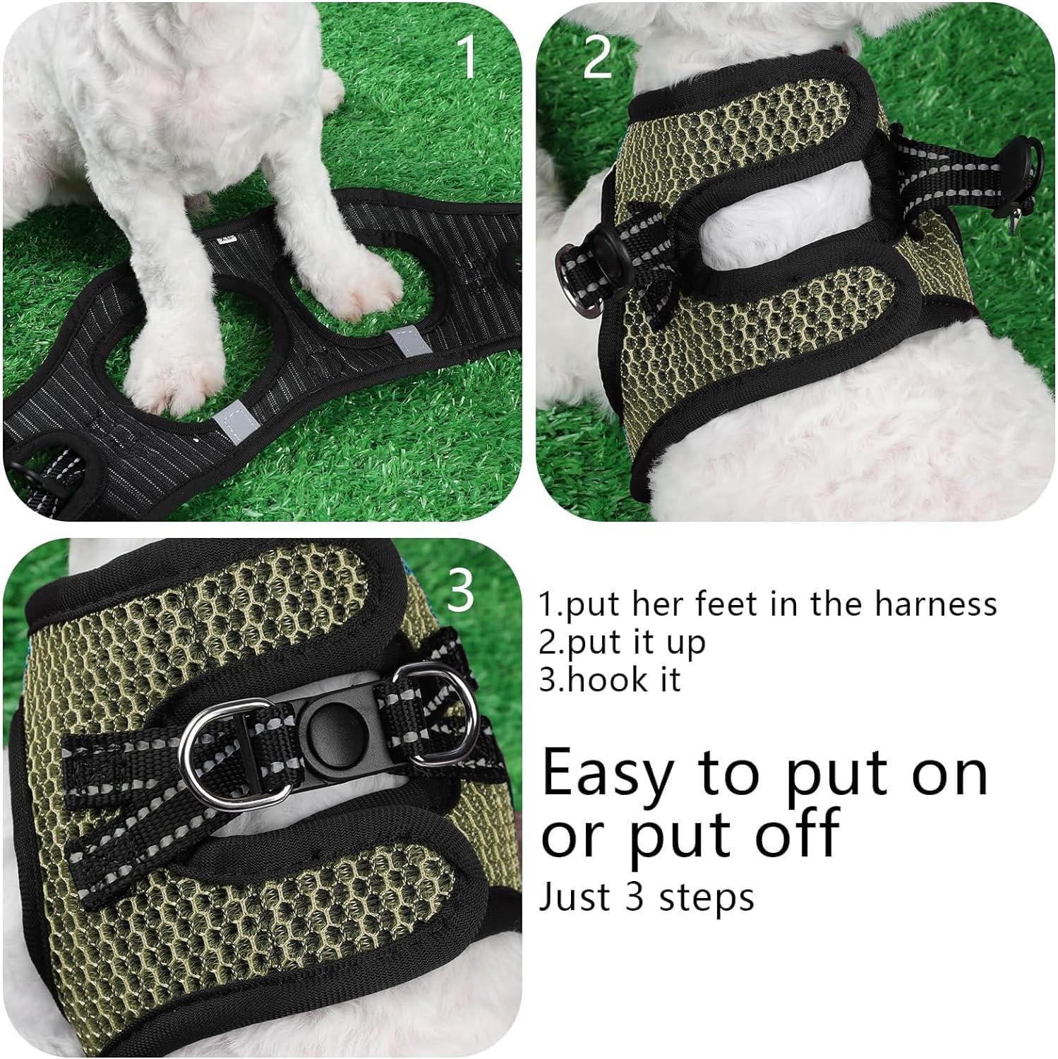 Arnés para perro, arnés de malla cómoda para perro, arnés Vesr extra pequeño para mascotas, arnés acolchado suave y ligero para gato, perrito,