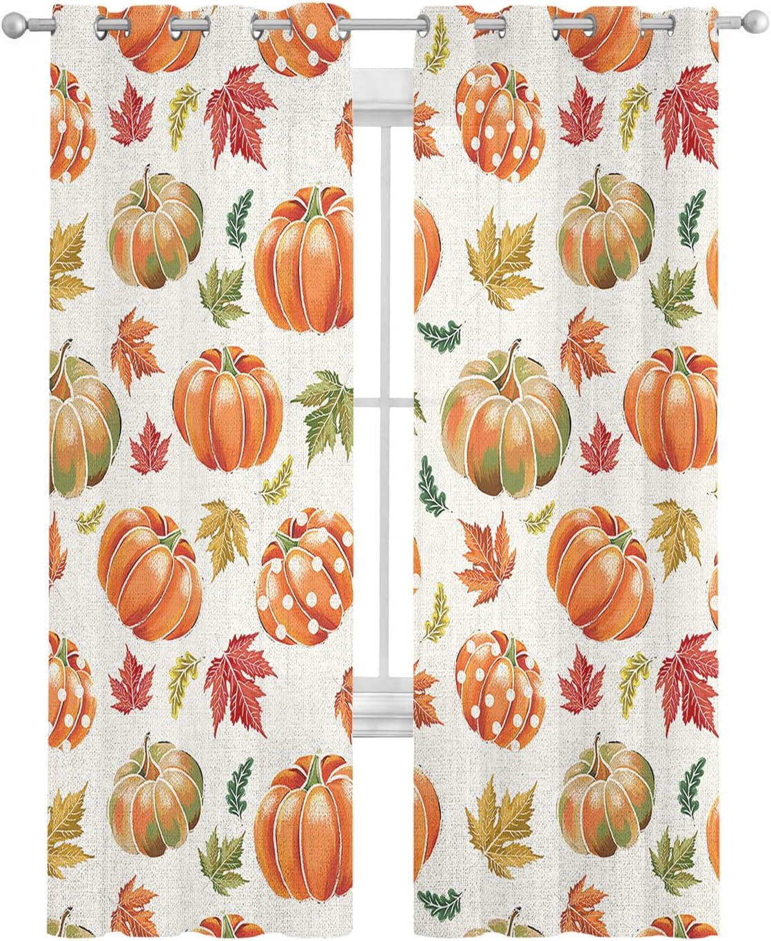 2 paneles de cortinas traslúcidas de otoño para Acción de Gracias de 39 pulgadas de largo, para sala de estardormitorio, cortinas rústicas de