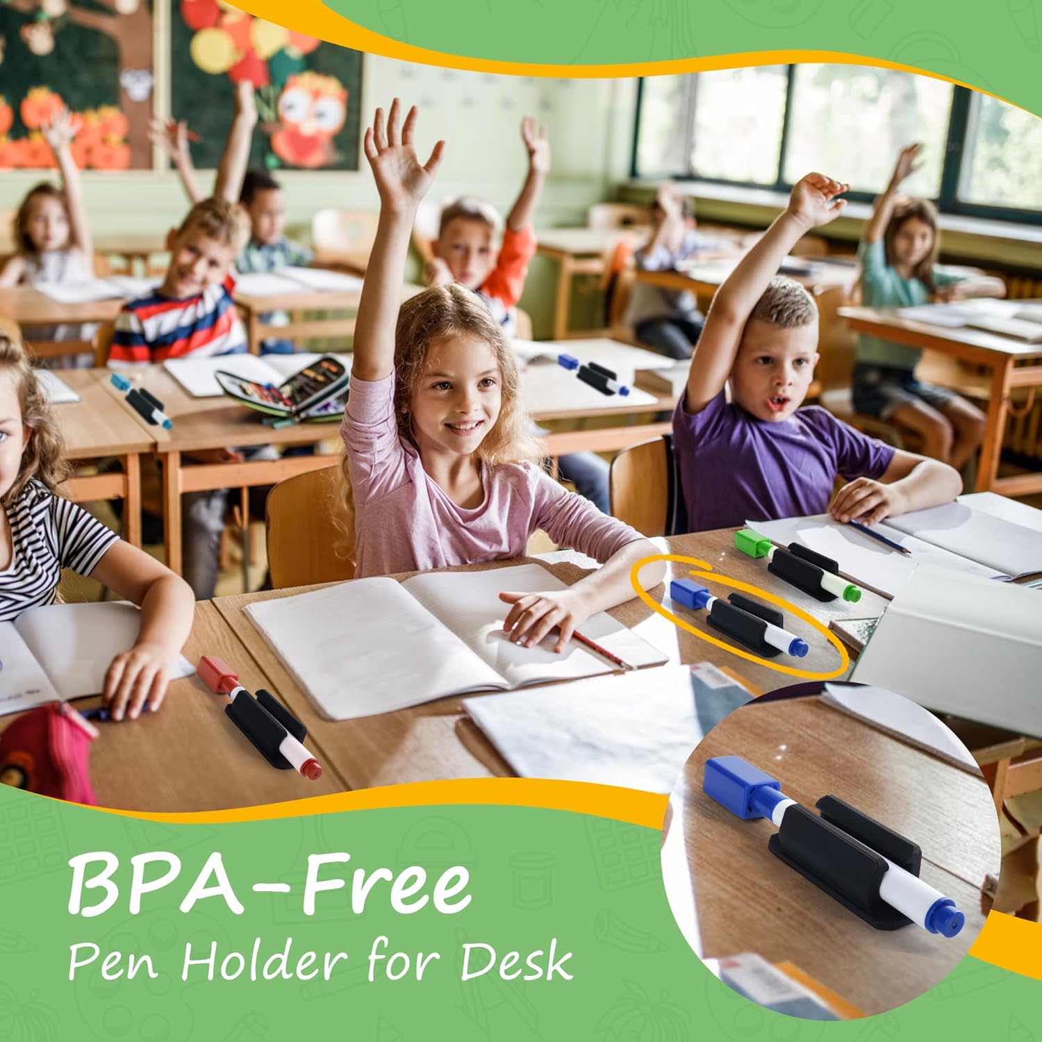 ZFbuhuo 10 soportes para bolígrafos para escritorio, soporte adhesivo para portapapeles de aula, soporte de silicona para lápices y soporte para