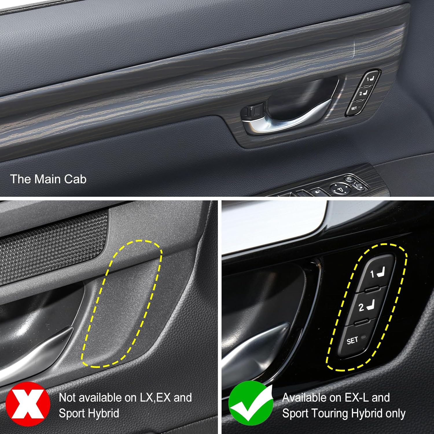 AntBooBoo Para Honda CRV 2023 2024 EX-L, Sport Touring Hybrid Paneles de puerta interior cubierta protetiva, cubierta interior de grano de madera de