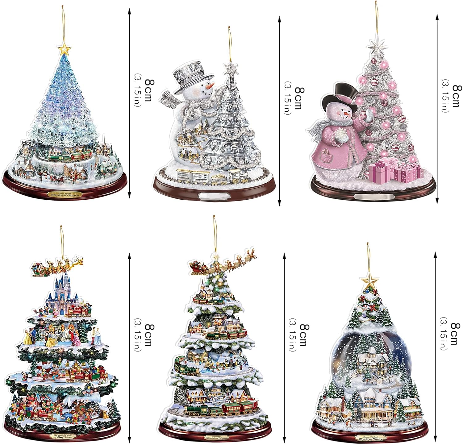 Adornos colgantes de Navidad, 6 piezas de muñeco de nieve árbol de Navidad 2D decoraciones colgantes para Navidad, hogar, vacaciones, fiesta,