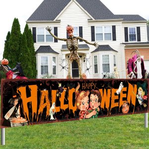 Cartel vintage de feliz Halloween  Letrero de fiesta de Halloween, calabaza espeluznante, decoración al aire libre, pancarta vintage para Halloween, Cartel vintage de feliz Halloween  Letrero de fiesta de Halloween, calabaza espeluznante, decoración al aire libre, pancarta vintage para Halloween,