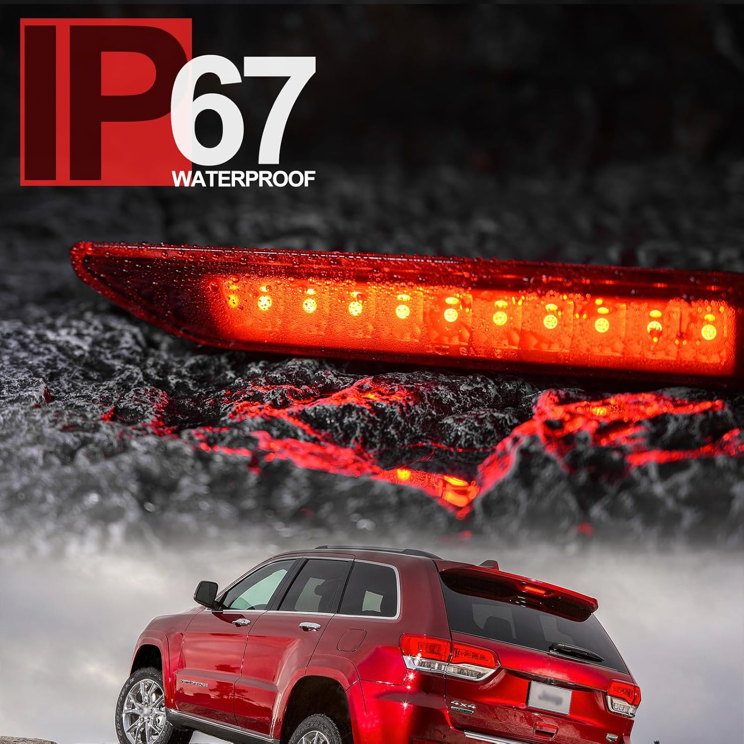 NSLUMO Tercera luz de freno LED de repuesto para J-eep Grand Cherokee WK2 2011-2022 LED 3er centro de frenos Lámpara de parada de montaje alto Lente