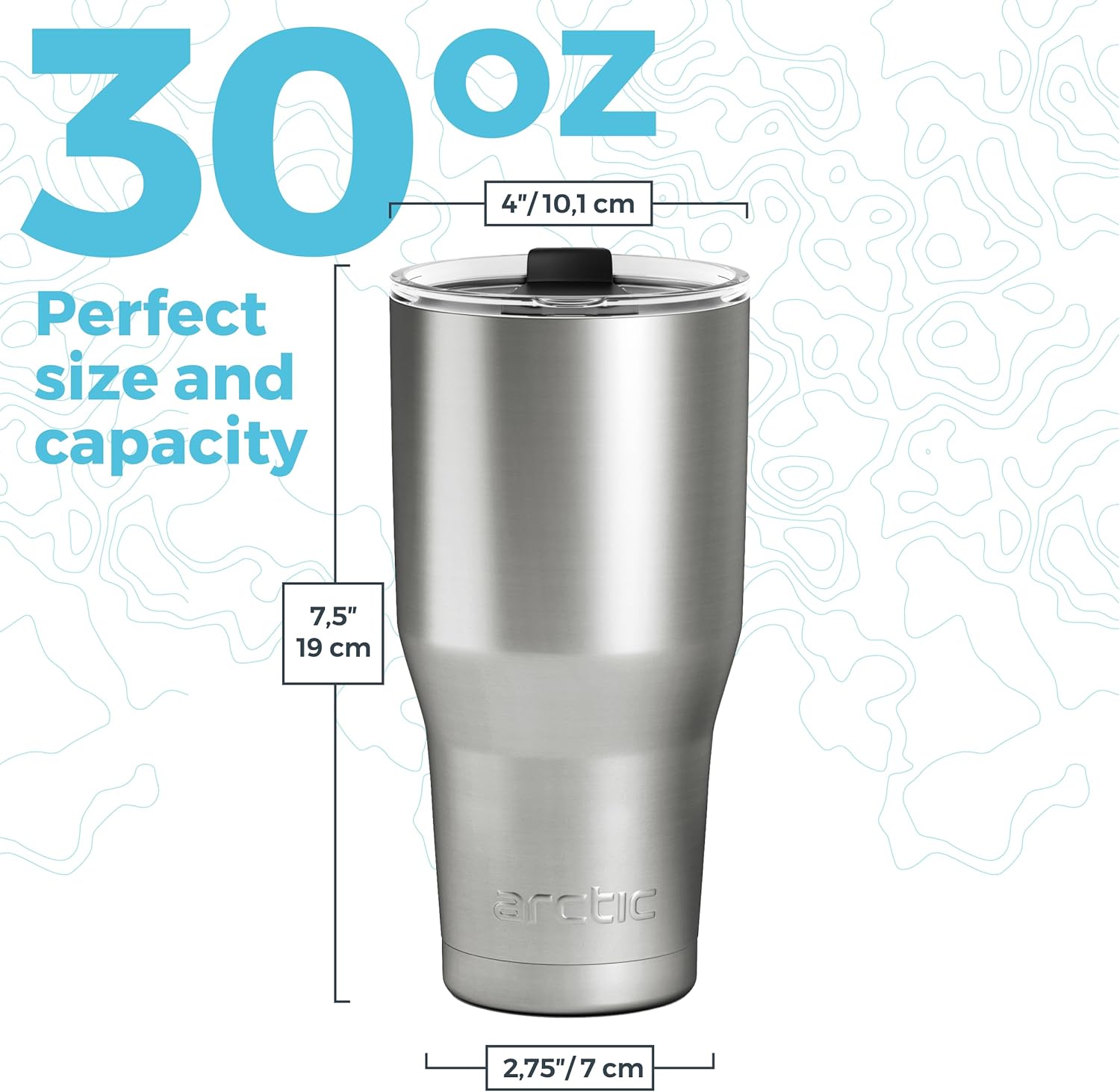 Arctic Tumblers Vaso con aislamiento solar toscano de 30 onzas con popote y limpiador, mantiene la temperatura hasta 24 horas, tapa a prueba de