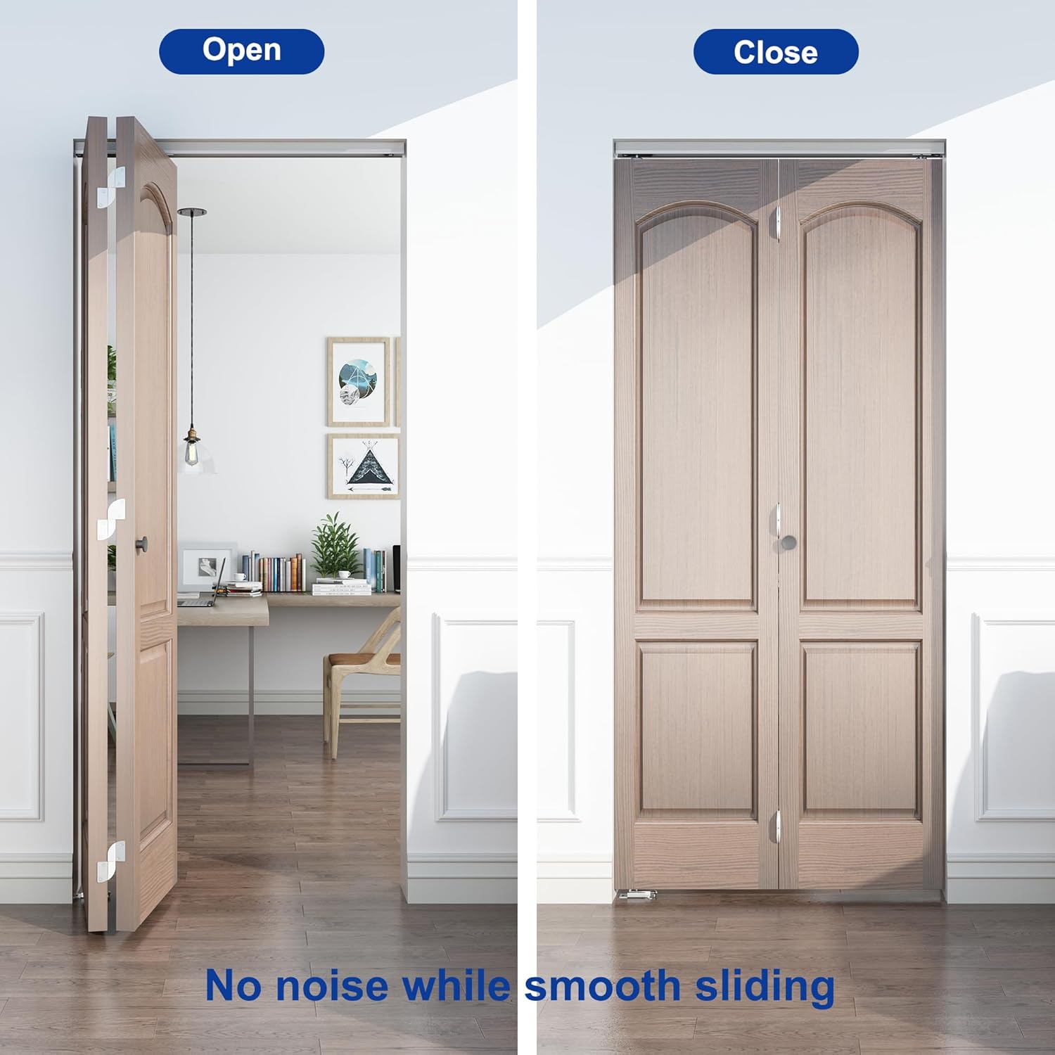 JUBEST Herrajes para puerta plegable de 36 pulgadas, herrajes para puerta corrediza de granero para 2 puertas (18 pulgadas cada una), kit de