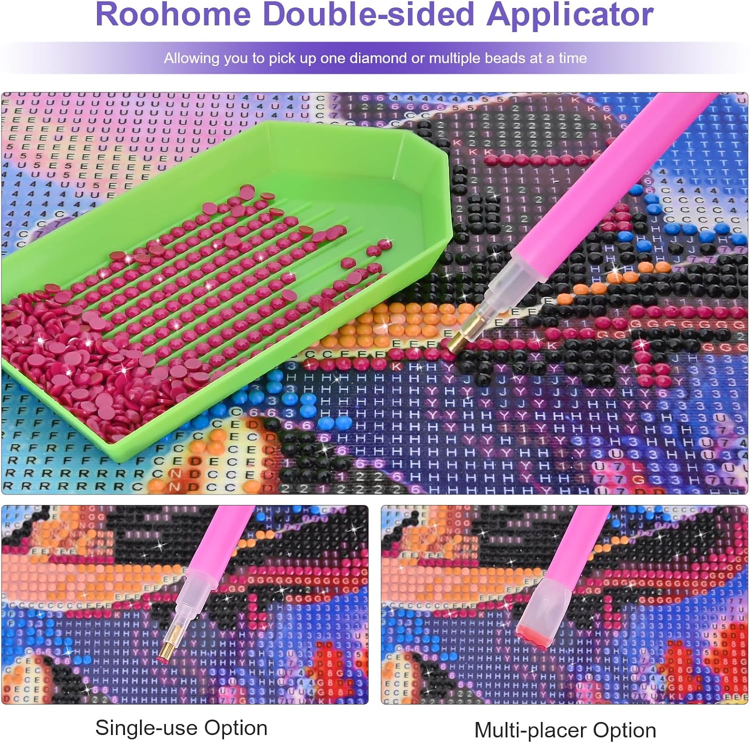 ROOHOME Kit de pintura de diamantes con sombrero de bota de flores de fantasía, kit de arte redondo de diamante 5D para adultos y niños, kit de