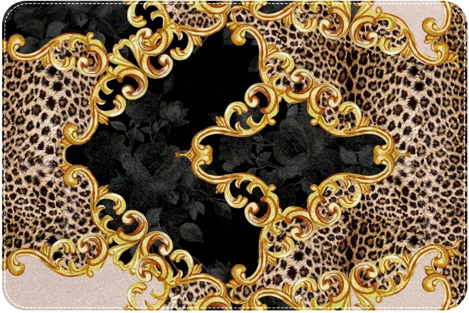 Tapete de leopardo abstracto, duradero, para puerta delantera, tapete antideslizante y absorbente, resistente a la suciedad, para decoración de