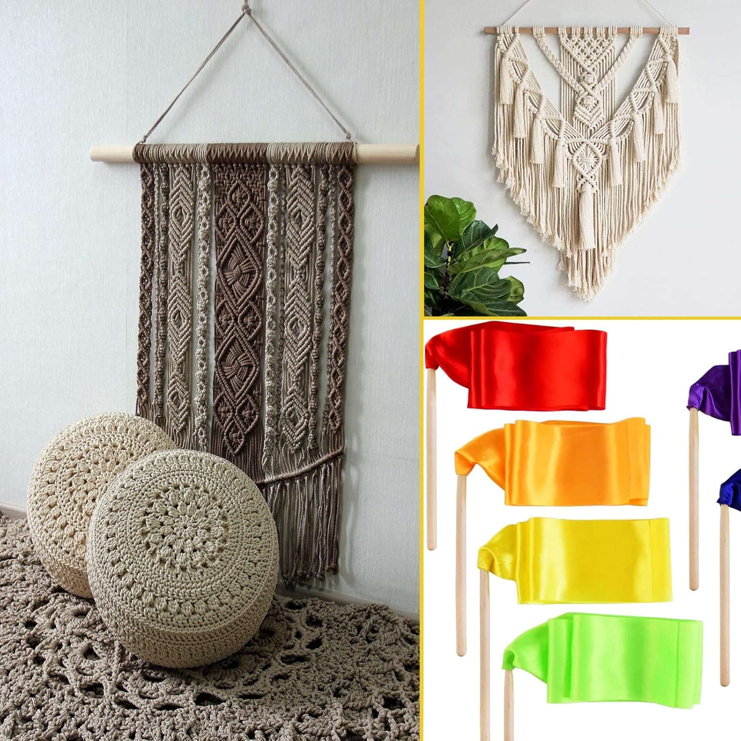 Varillas de madera para manualidades, 6 varillas redondas de madera de 1 x 12 pulgadas, pasador grueso de macramé para proyectos de manualidades,