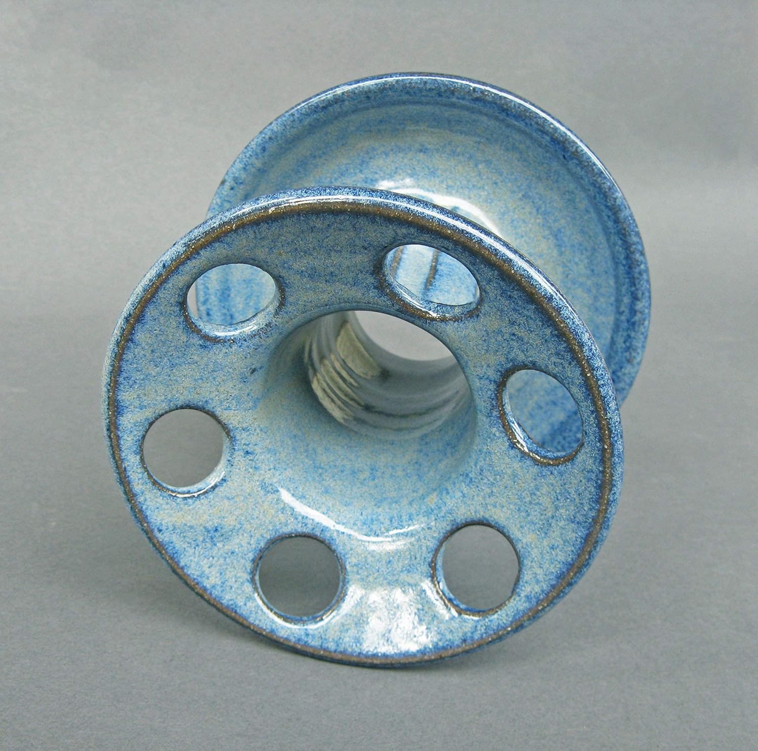 Toothbrush and Toothpaste Holder for Bathroom Sink Large Capacity 6 Wide Holes Slots in Denim Blue