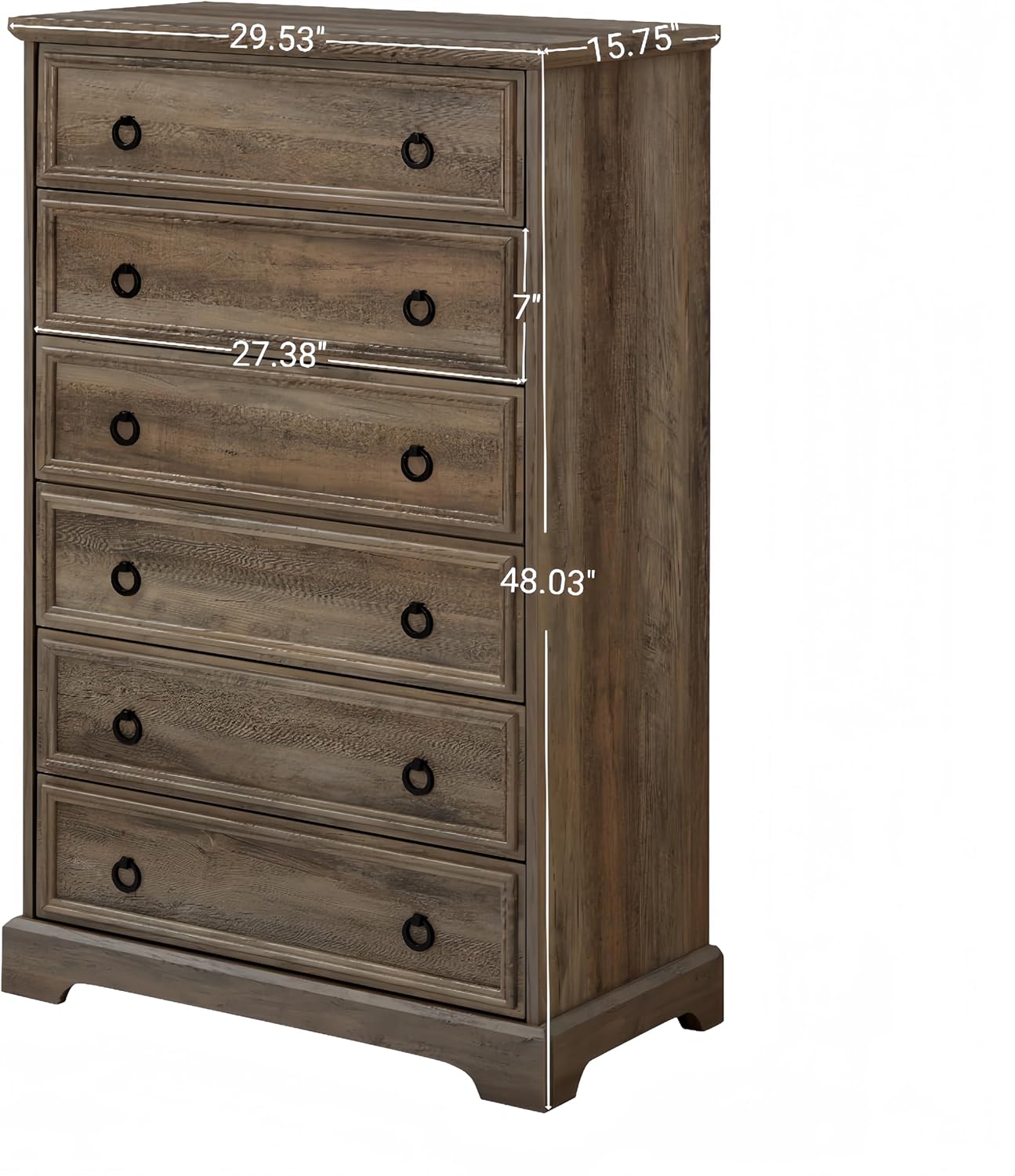 Henf Cómoda moderna de 6 cajones para dormitorio, cómoda alta de madera, organizadores de armario y almacenamiento de ropa, unidad organizadora de