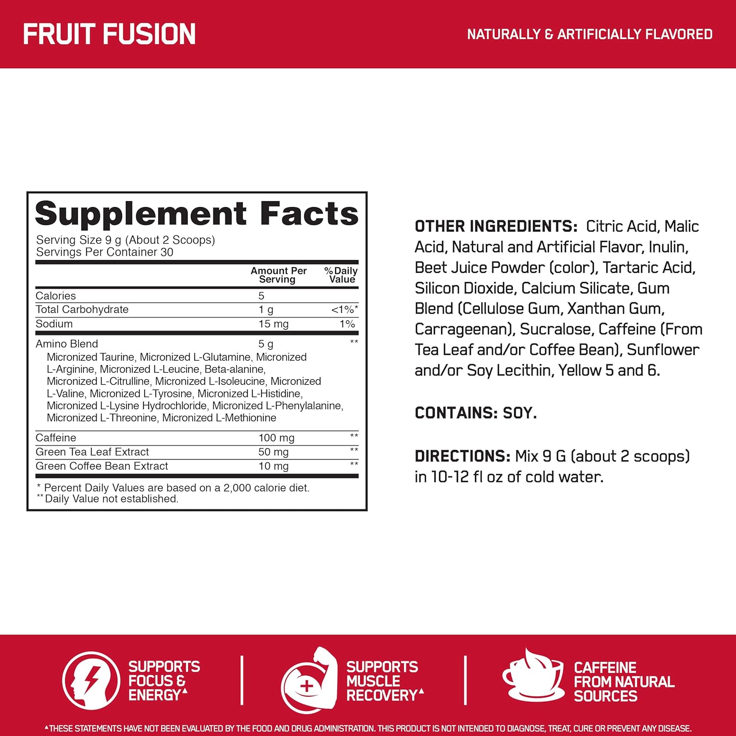 Optimum Nutrition Amino Energy Fruit Fusion (30porciones)