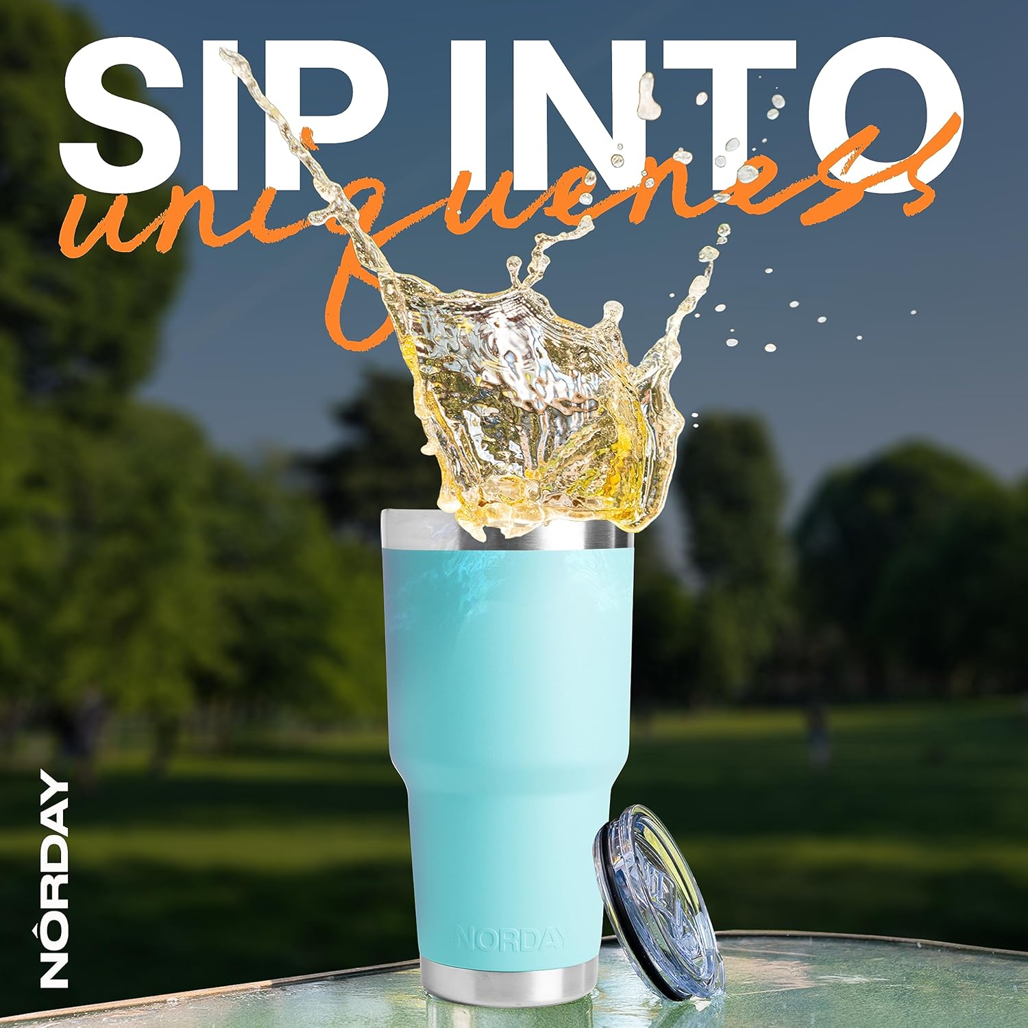 NORDAY Vaso con tapa, 30 onzas, con aislamiento acuático, vasos de acero inoxidable, doble pared aislada al vacío, taza de café de viaje para