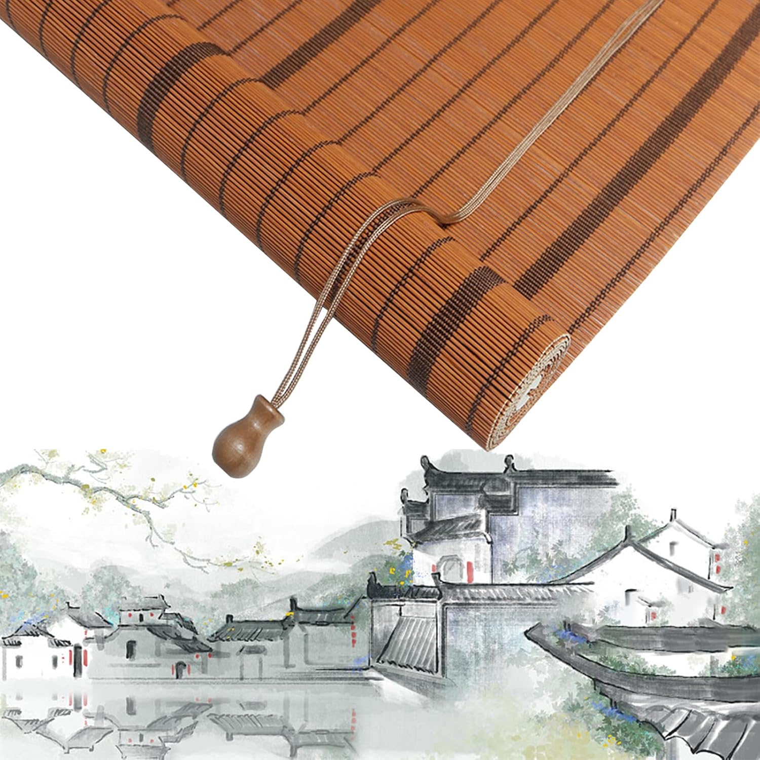 Persianas enrollables de bambú para exteriores, persianas enrollables para filtrar la luz, persianas enrollables de bambú para exteriores, persianas